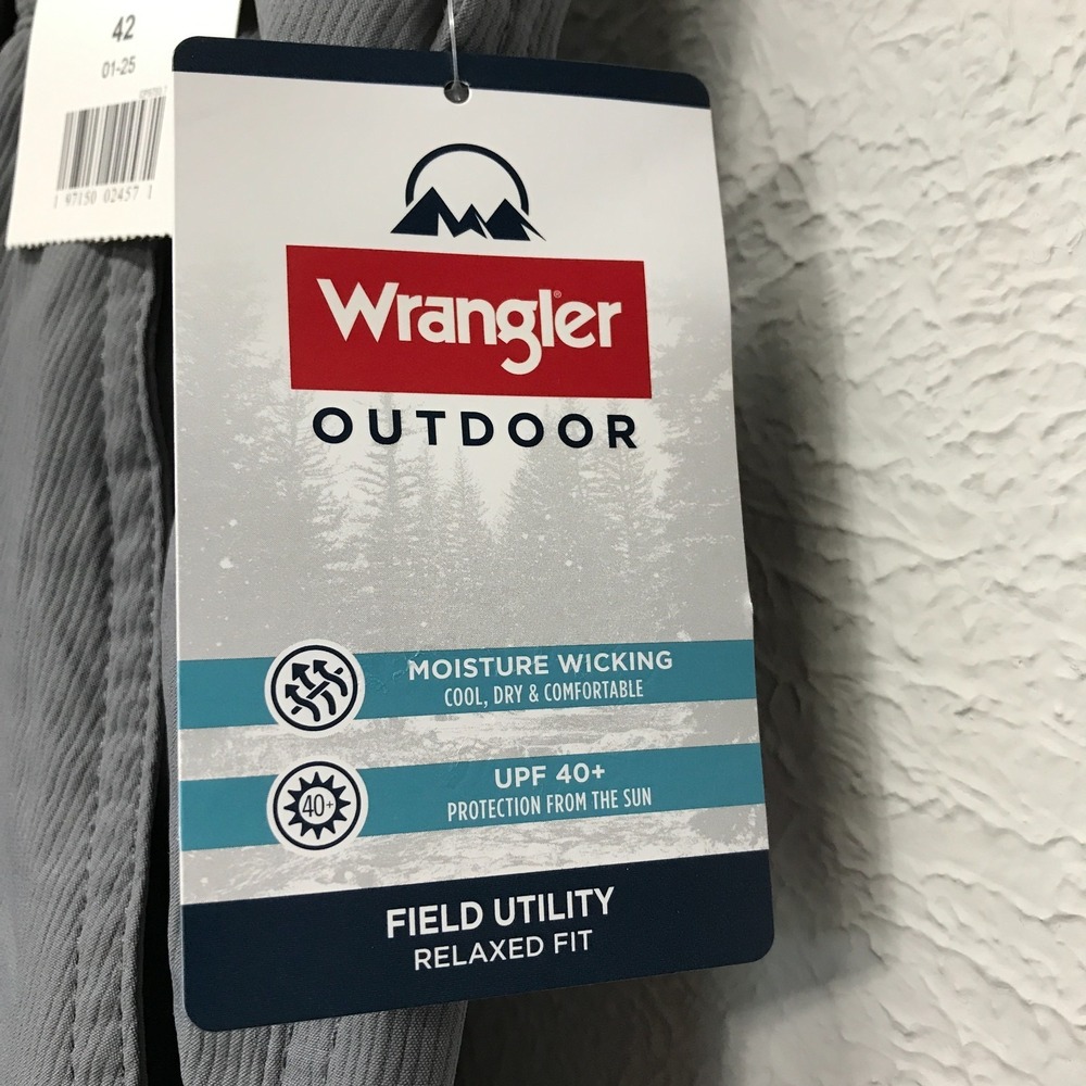 Wrangler Zipper Cargo Shorts Mens 42 Gray Field Utility Relaxed Fit 10" Inseam - Picture 3 of 8